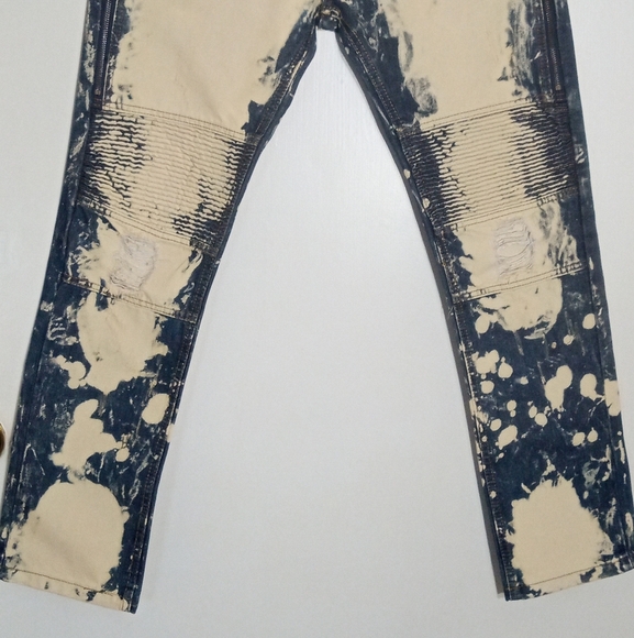 Noble Jeans Superior Standard Acid Wash Moto Jeans with Zippers - Picture 2 of 12